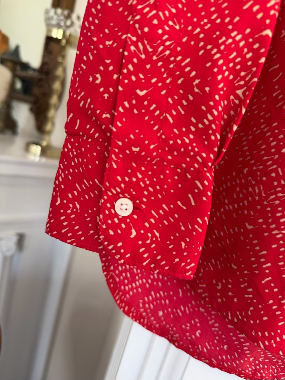 Ralph Lauren Red V-Neck Button-Front Tunic Top, size Petite Medium - Picture 2 of 4